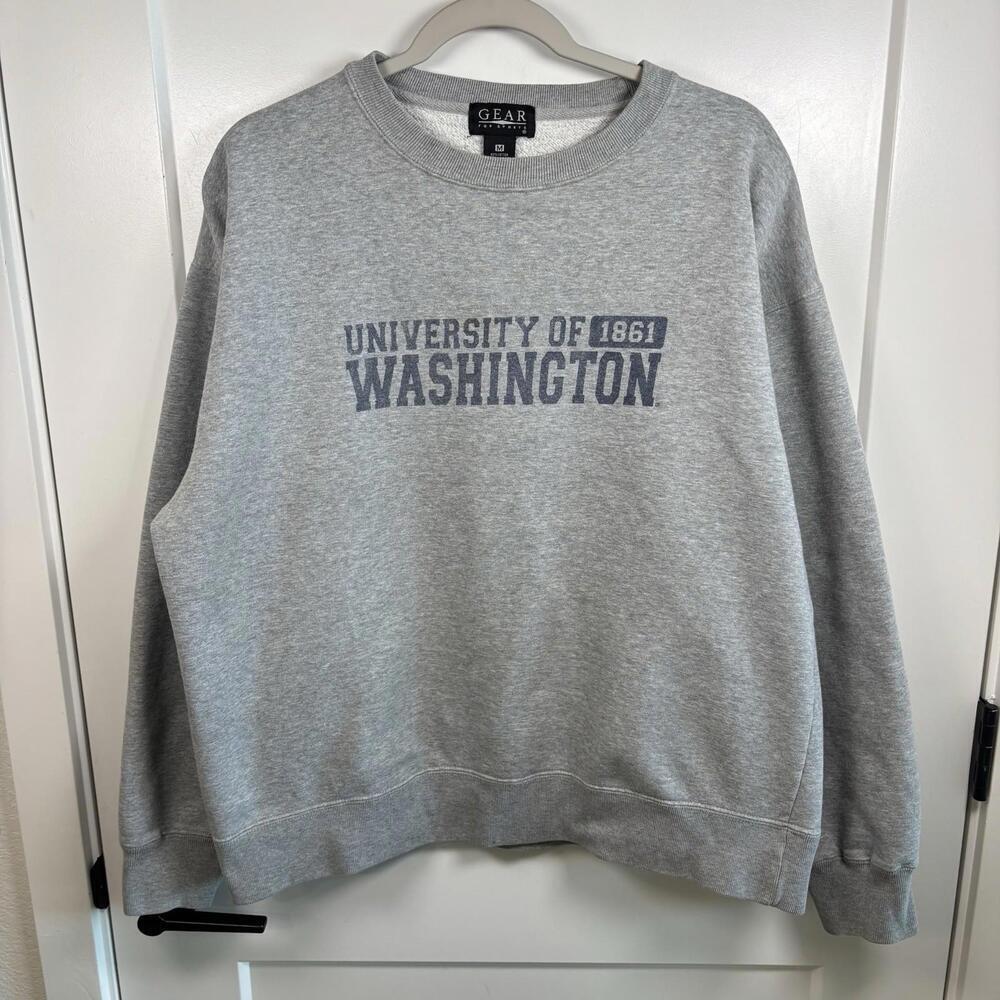 Vintage University Of Washington Huskies Sweatshirt Mens Size M Oversized Grey